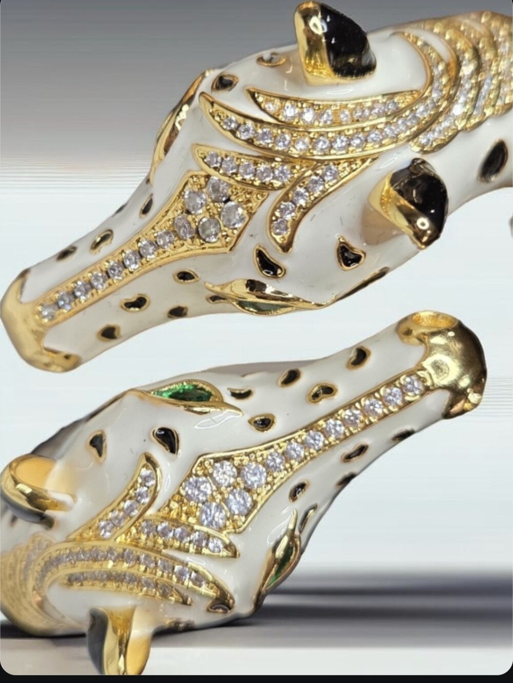Equestrian Chic Duo Horse Enamel Crystal Bypass Bracelet - Picture 3 of 7